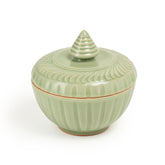 Celadon Covered Display Bowl With Spire Finial